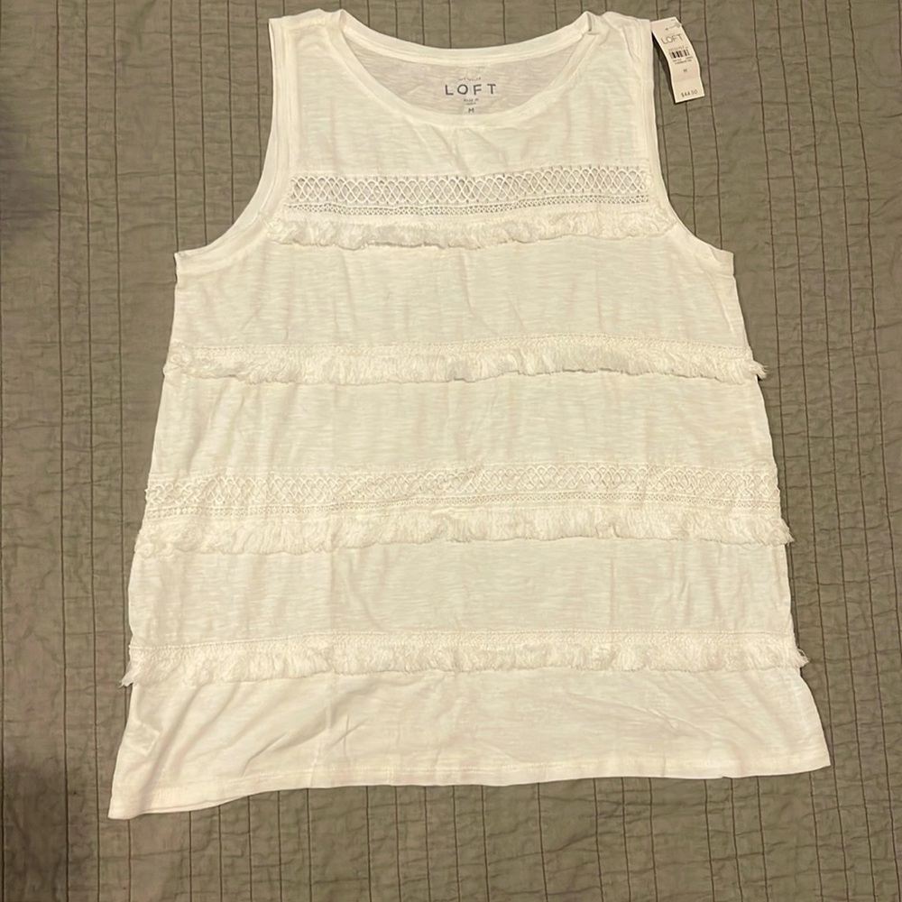 NWT - LOFT (M) - White Sleeveless Top